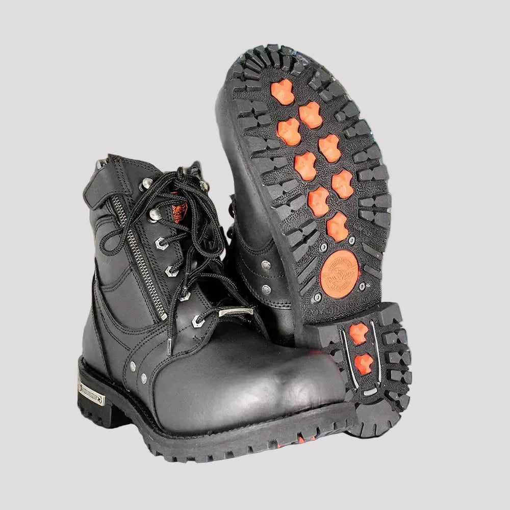 Milwaukee Leather Men's 6" Milwaukee Side Zip Lace Up Motorcycle Boots