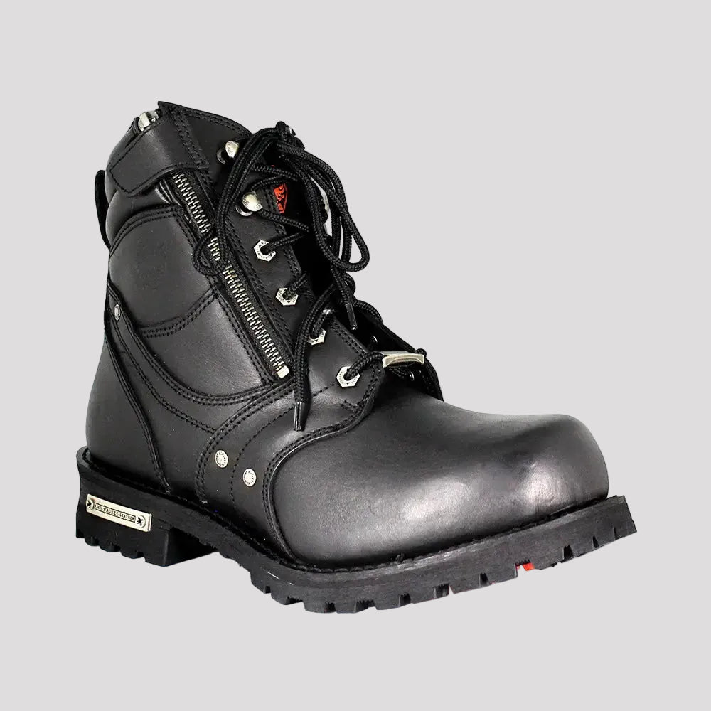 Milwaukee Leather Men's 6" Milwaukee Side Zip Lace Up Motorcycle Boots