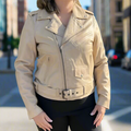 Women's Lamb Leather Biker Style Jacket with Belt