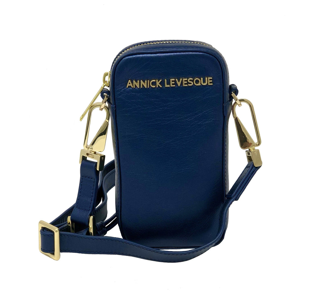 Petit Sac à bandoulière en Cuir Bleu Marine | Marie-Pierre
