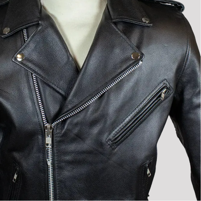 Men's Tall Classic Side Lace Leather Motorcycle Jacket