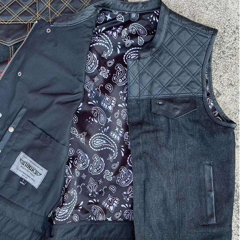 Open Road Men's Denim & Leather Club Vest
