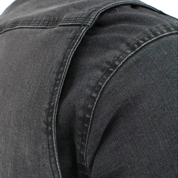Milwaukee Leather Men's Faded Denim Armored Shirt Jacket