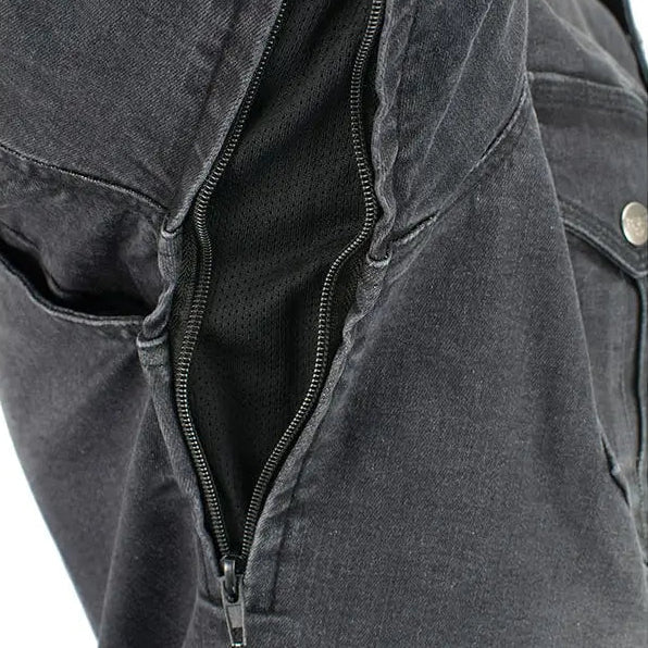 Milwaukee Leather Men's Faded Denim Armored Shirt Jacket