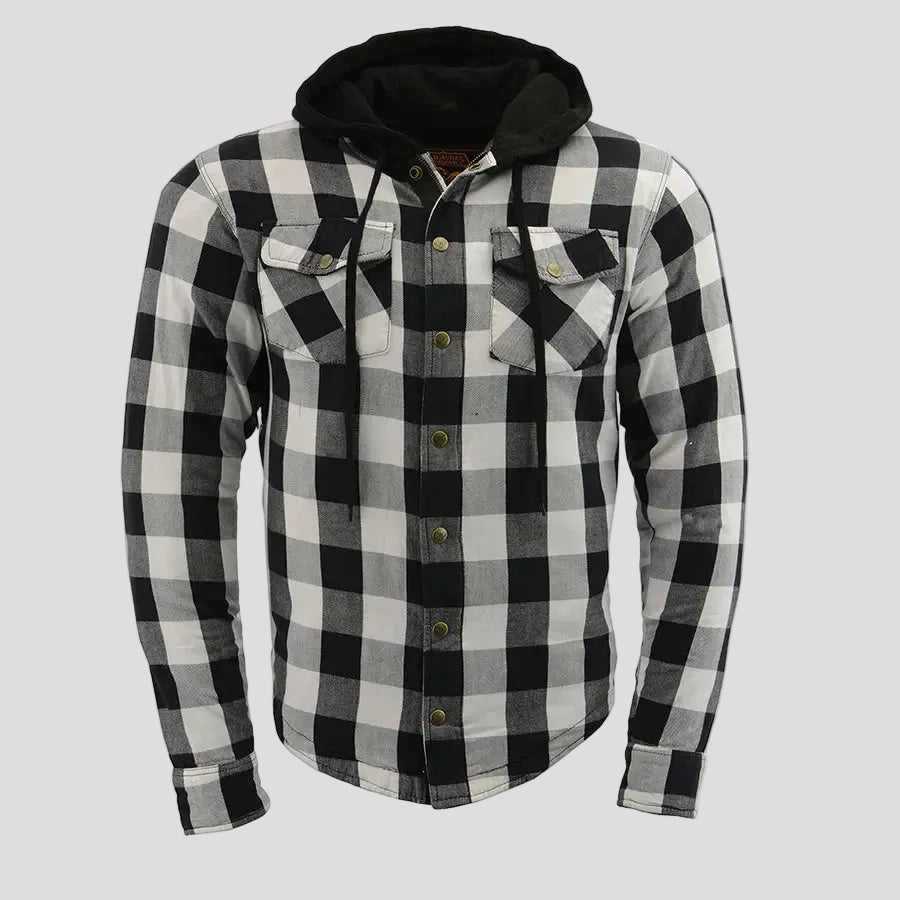 Milwaukee Leather Men's Plaid Flannel Armored Shirt Jacket