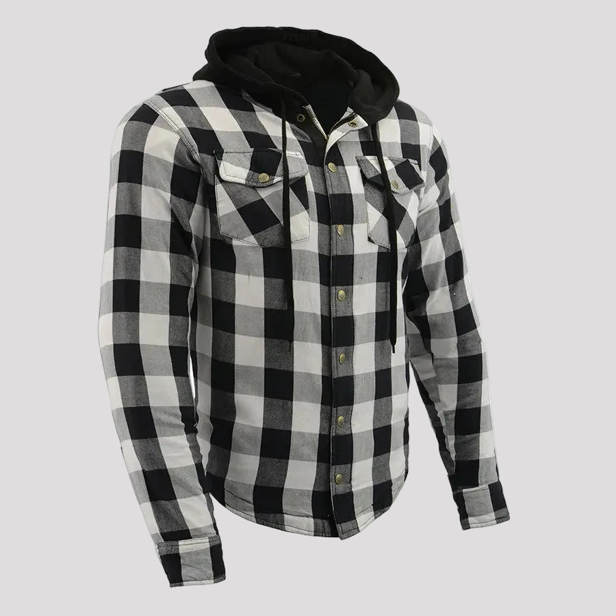Milwaukee Leather Men's Plaid Flannel Armored Shirt Jacket