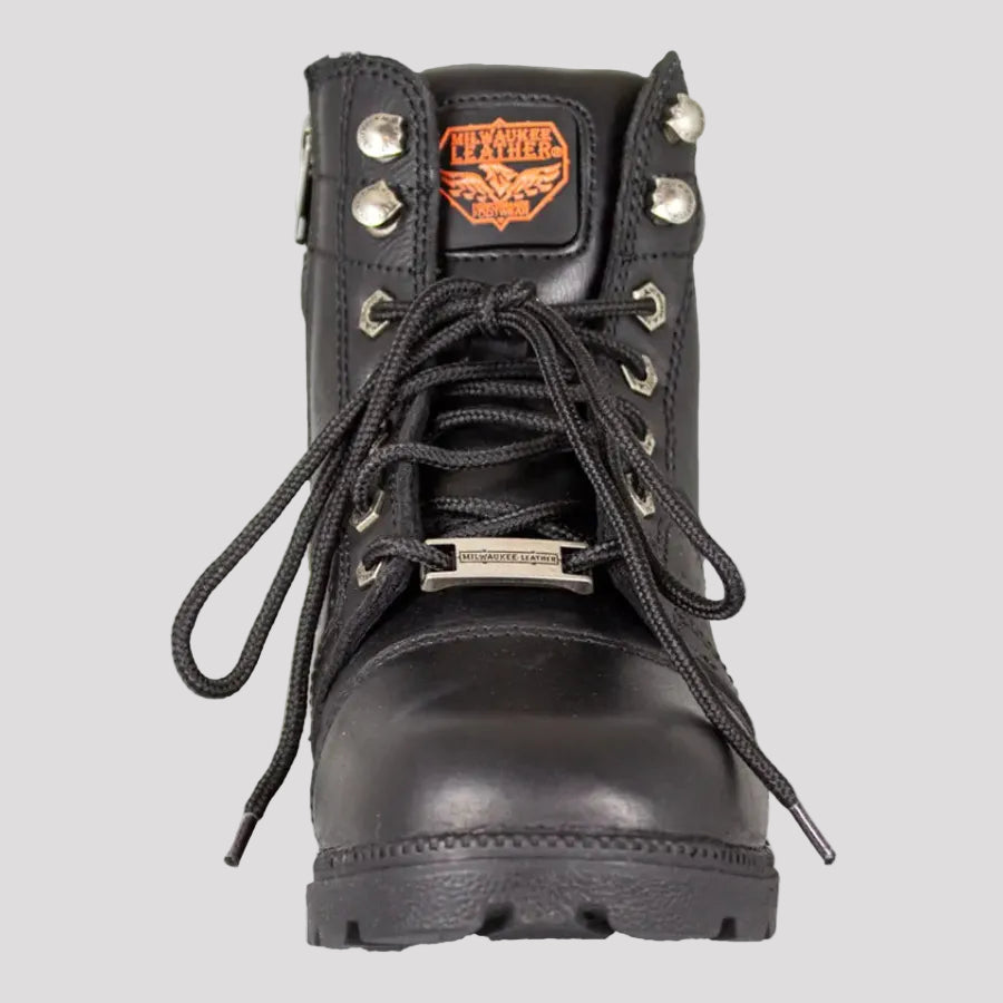 Milwaukee Leather Women's Side Zip Lace Up Motorcycle Boots