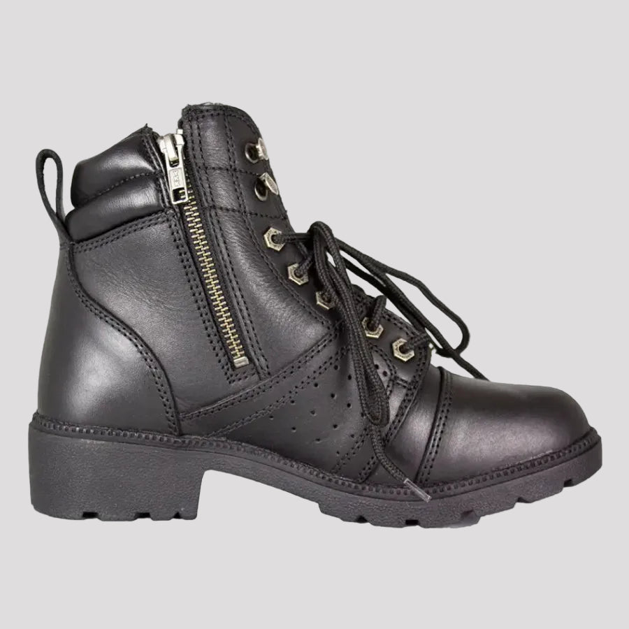 Milwaukee Leather Women's Side Zip Lace Up Motorcycle Boots