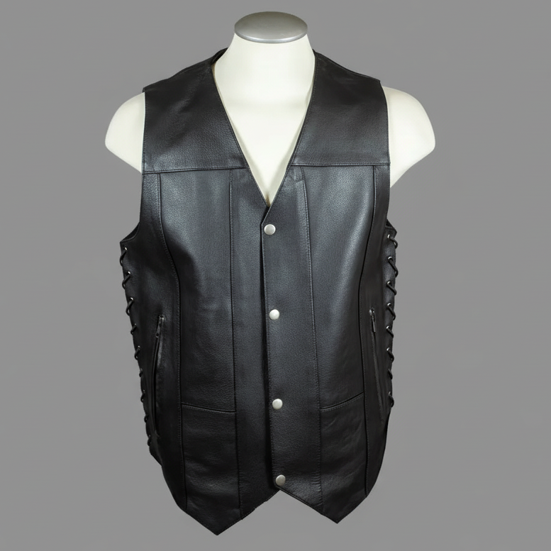 Open Road Men's 10 Pocket Leather Vest