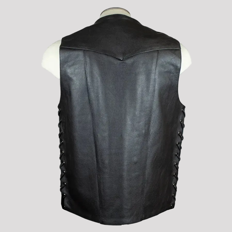 Open Road Men's 10 Pocket Leather Vest