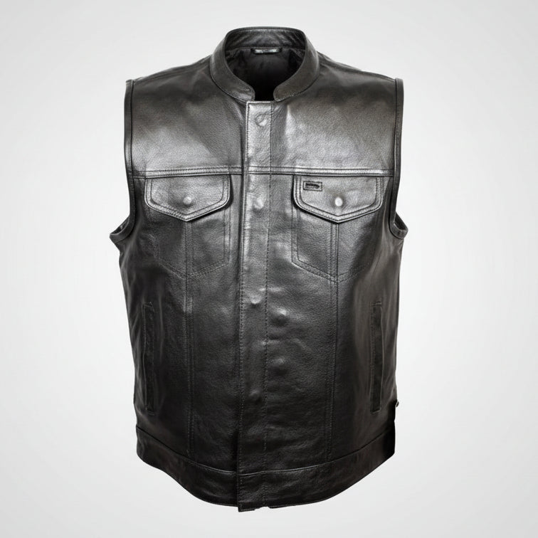 Open Road Men's Flannel Lined Leather Club Vest