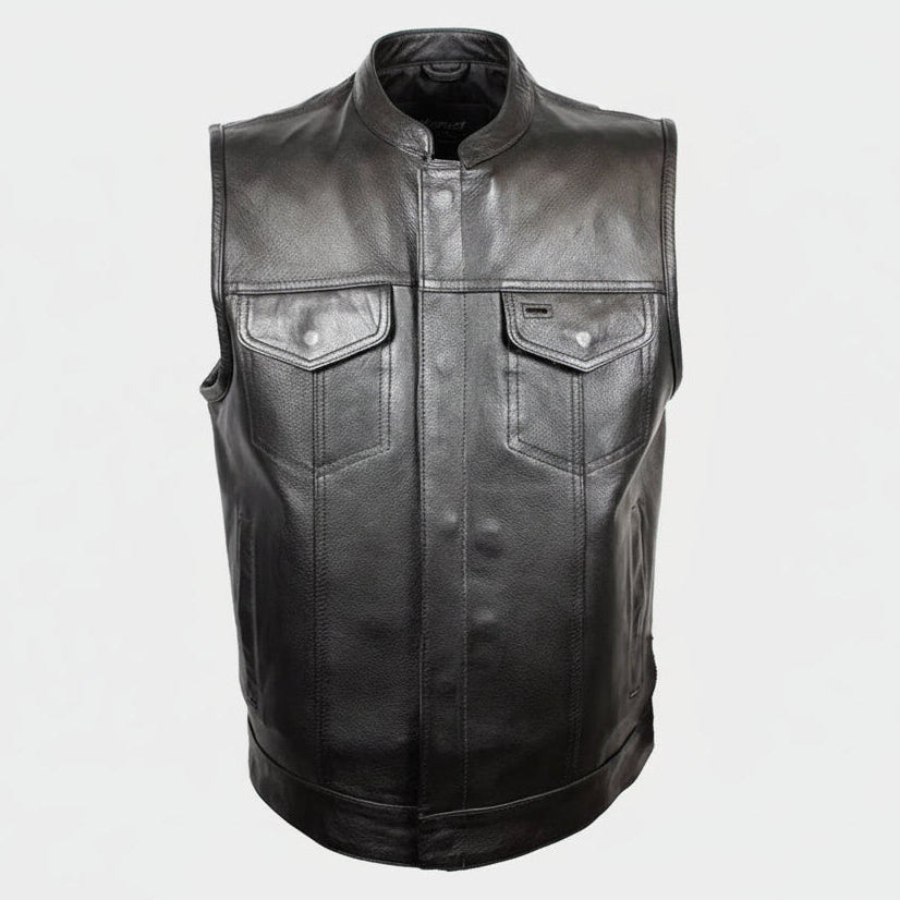 Open Road Men's Flannel Lined Leather Club Vest