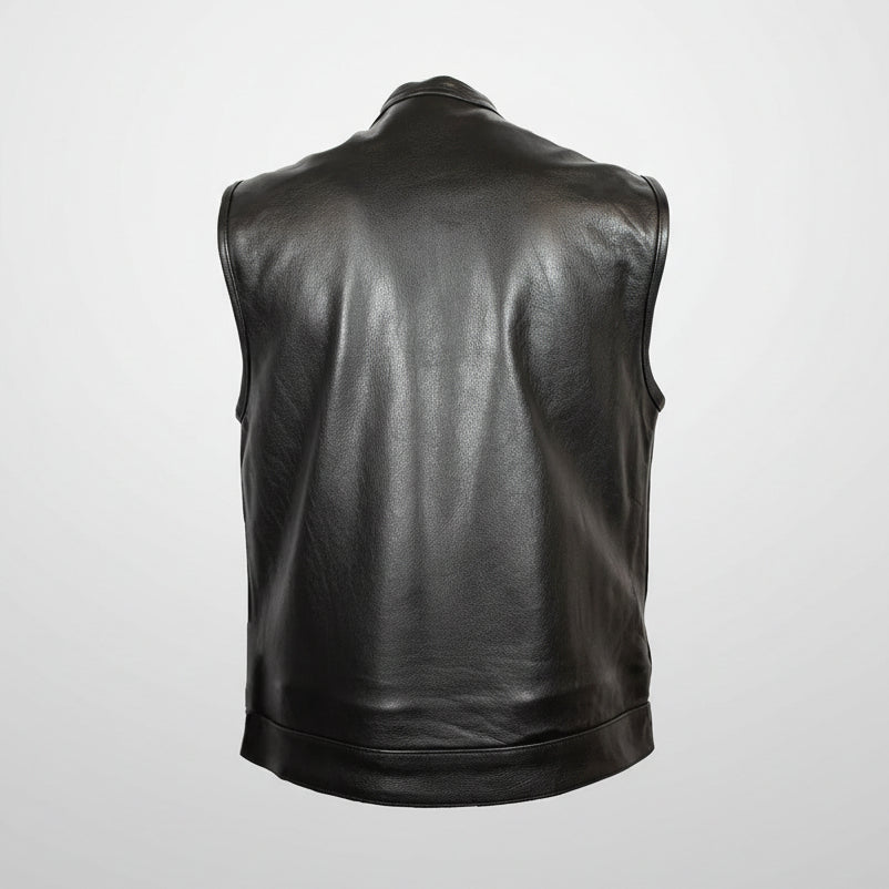 Open Road Men's Flannel Lined Leather Club Vest