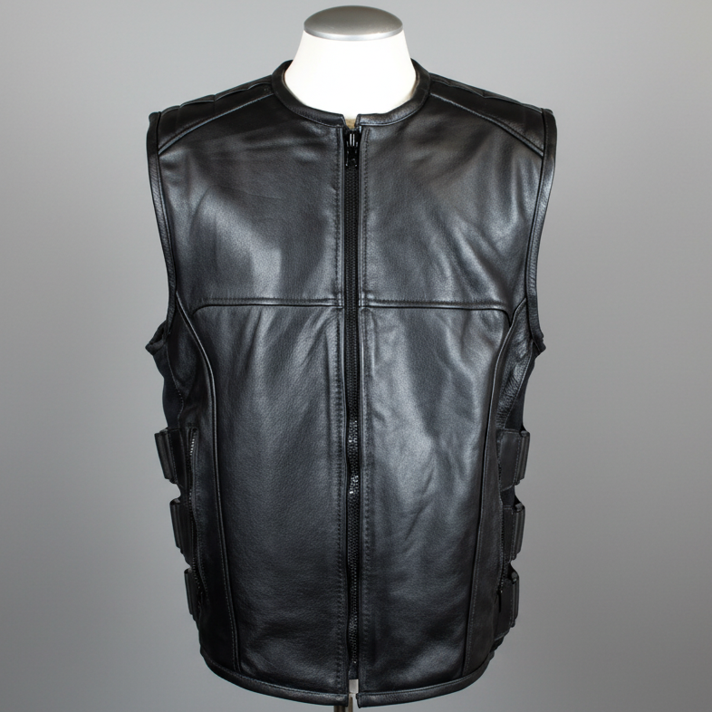 Open Road Men's Zip-Up Tactical Leather Vest