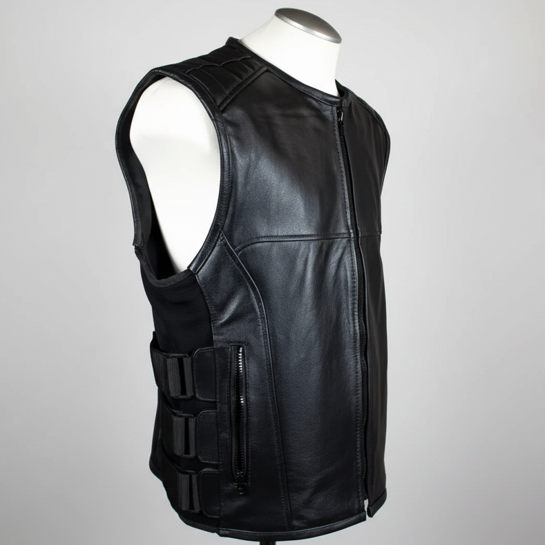 Open Road Men's Zip-Up Tactical Leather Vest