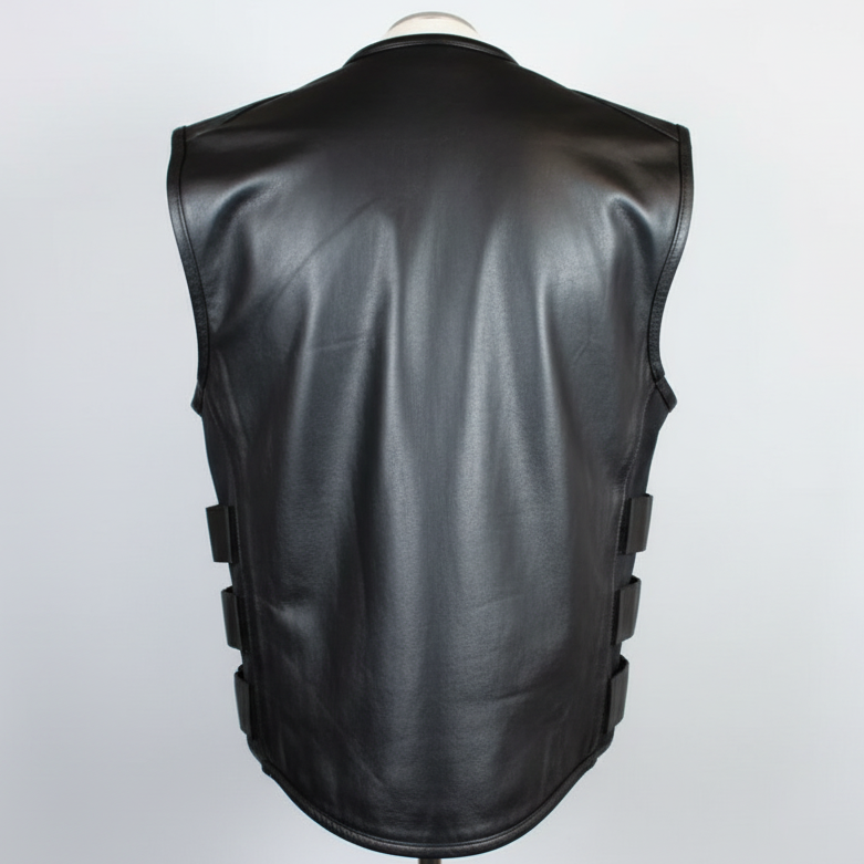 Open Road Men's Zip-Up Tactical Leather Vest
