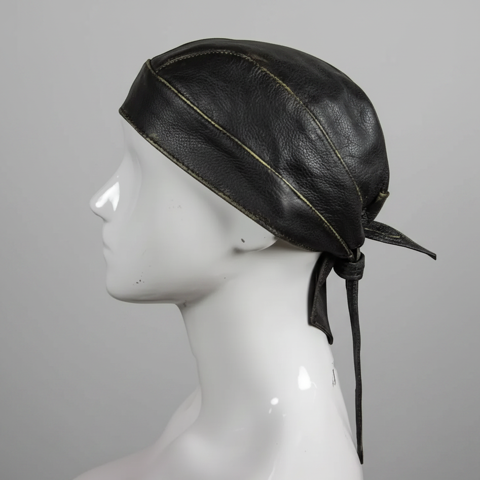 Open Road Rub Off Brown Leather Skull Cap