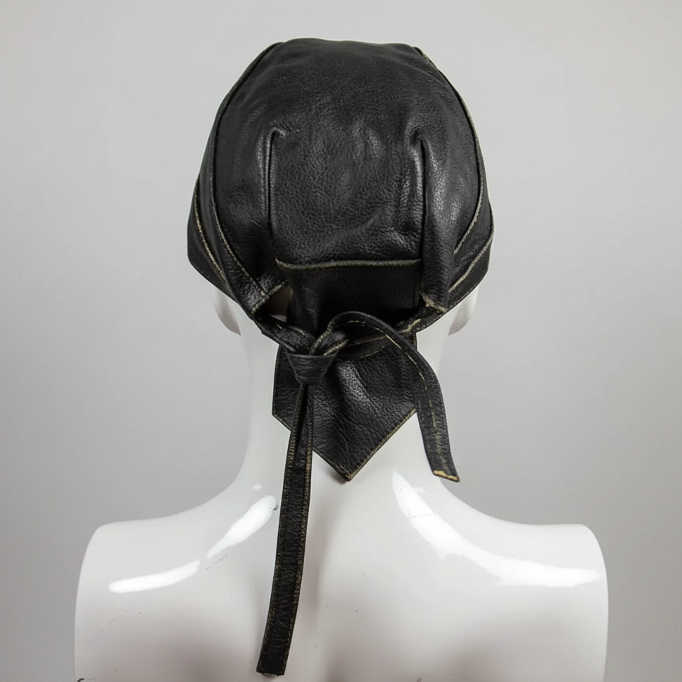 Open Road Rub Off Brown Leather Skull Cap