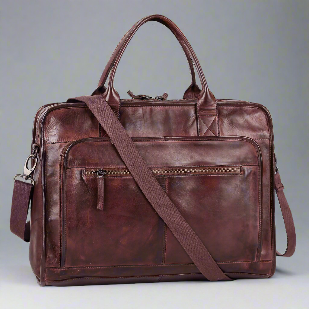 MET Two Handle Messenger Laptop Leather Bag