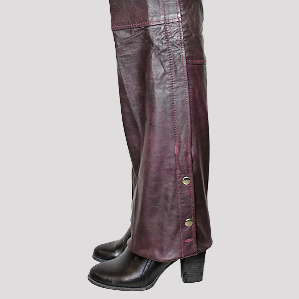 Open Road Women's Dark Purple Wash Leather Chaps