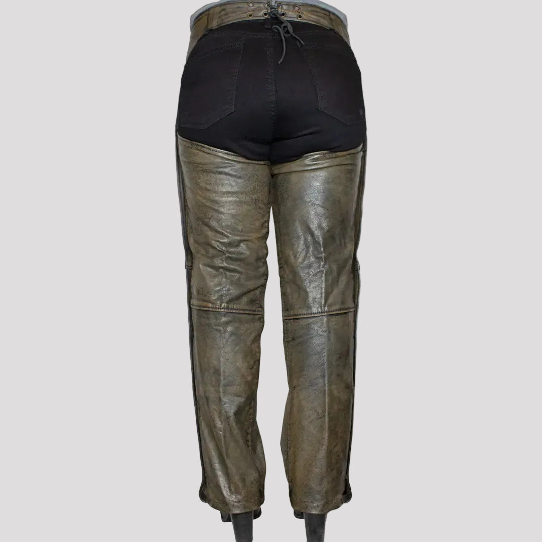 Open Road Women's Distressed Brown Leather Chaps
