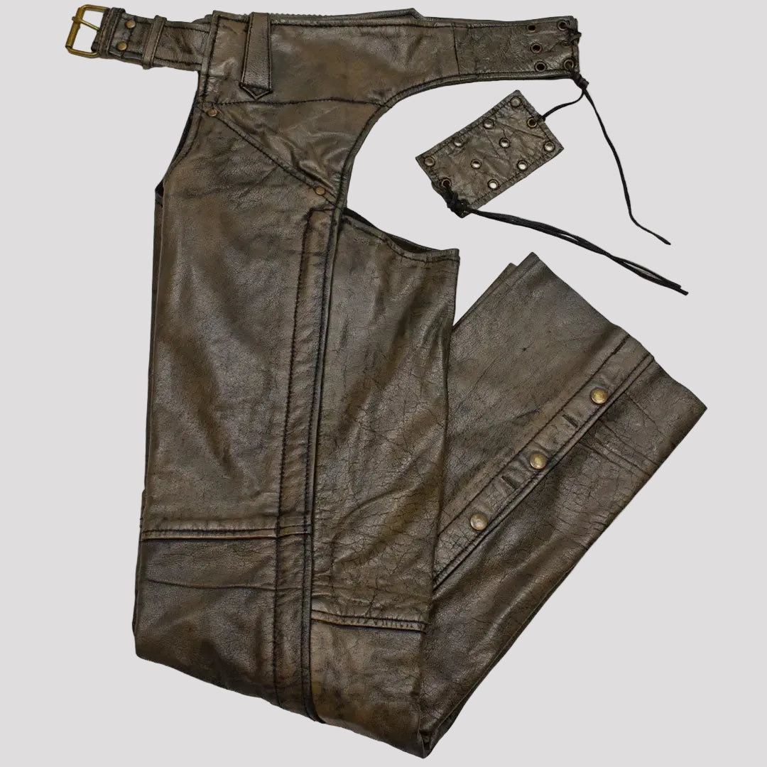 Open Road Women's Distressed Brown Leather Chaps