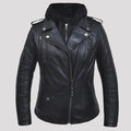Open Road Women's Hooded Classic Leather Motorcycle Jacket