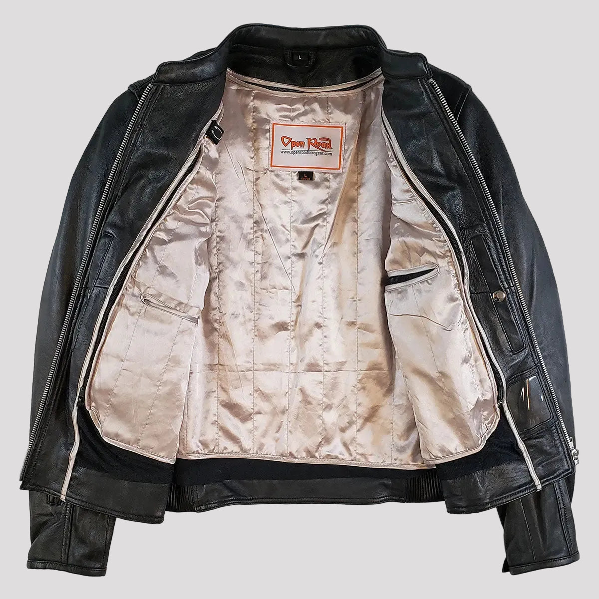 Open Road Women's Racer Leather Motorcycle Jacket