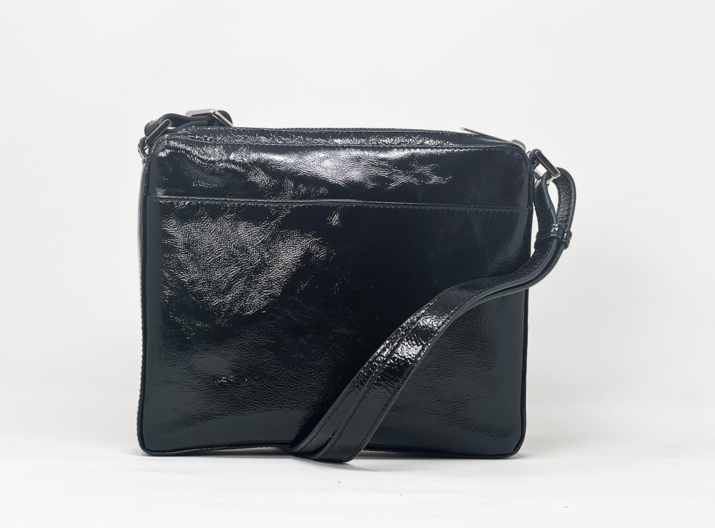 Sac à bandoulière noir vernis | Gisèle petit