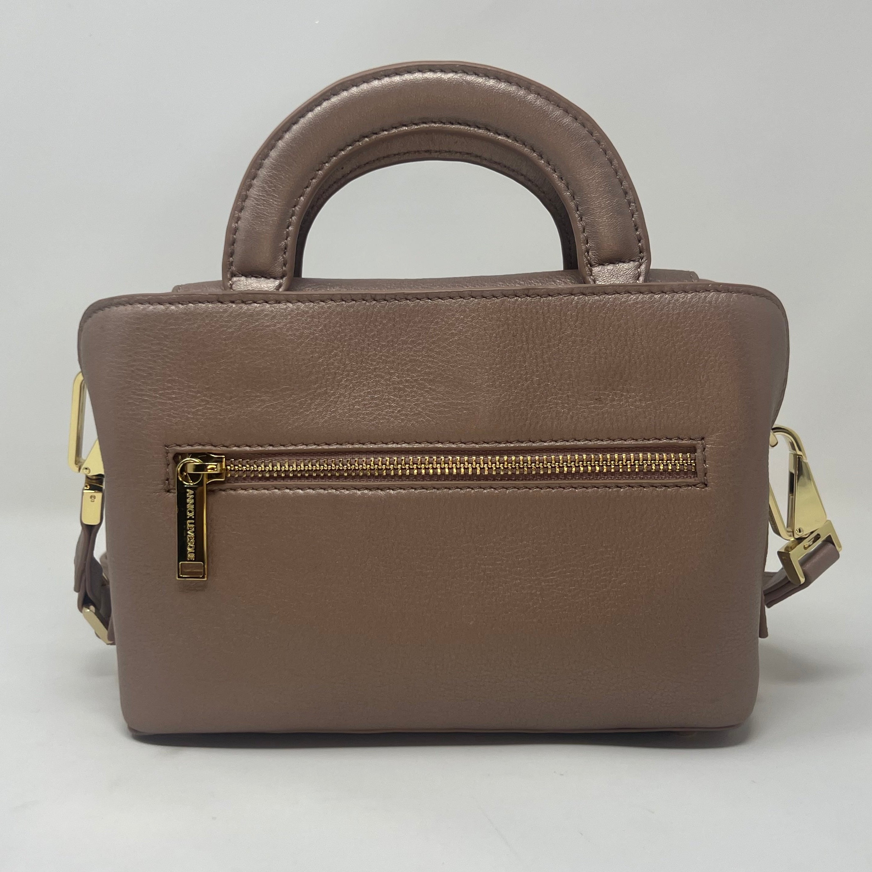 Sac à main en cuir Clarence , deux en un, Rose platine