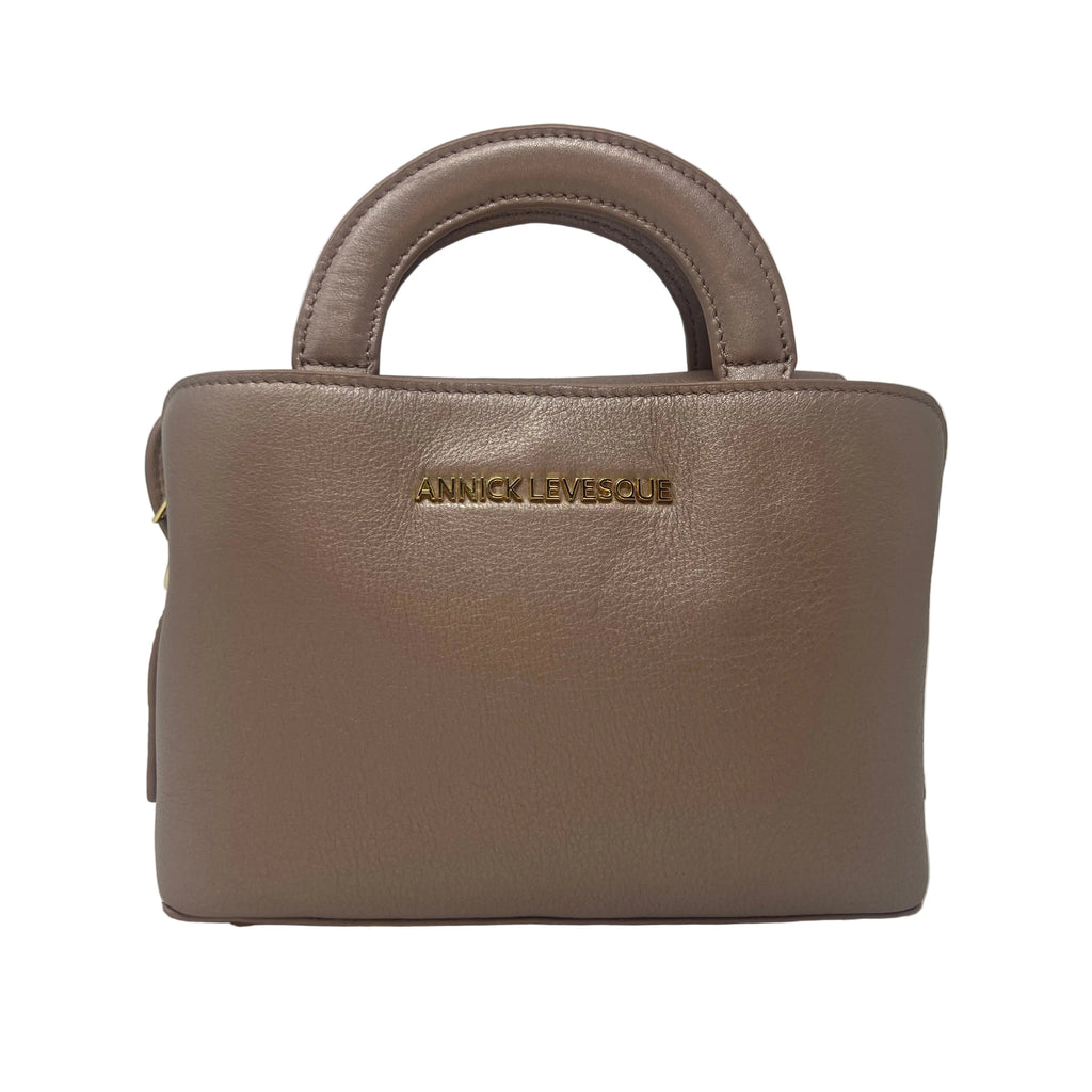 Sac à main en cuir Clarence , deux en un, Rose platine