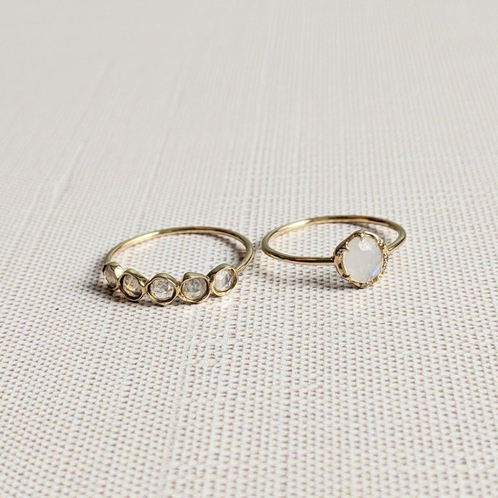 Moonstone Band Ring in 14K Yellow Gold