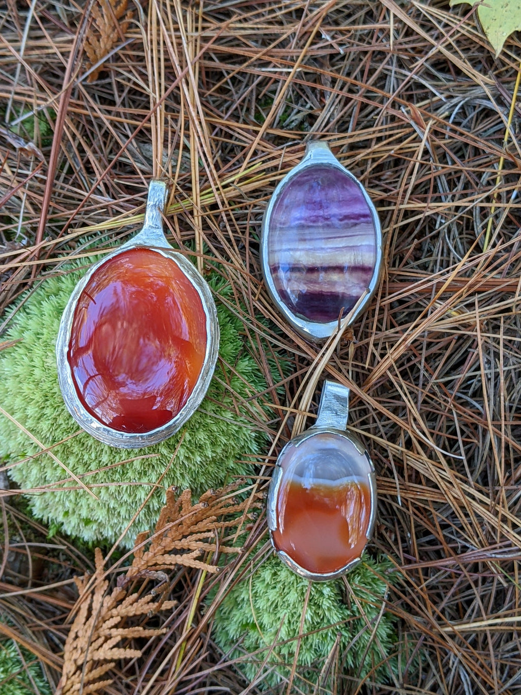 Carnelian Necklace in Sterling Silver — Large OOAK Statement Pendant — 16–18” Adjustable Chain — Echoes of the Lake Collection