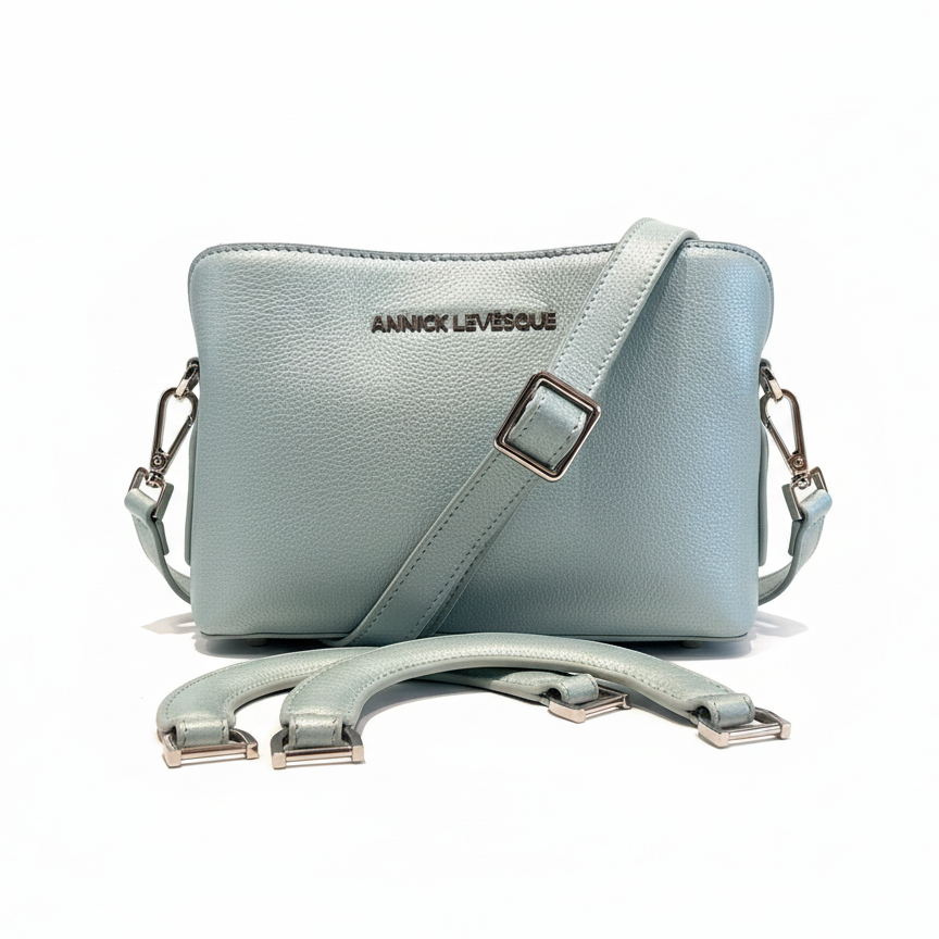Sac à main en cuir, deux en un, Bleu céleste | Clarence