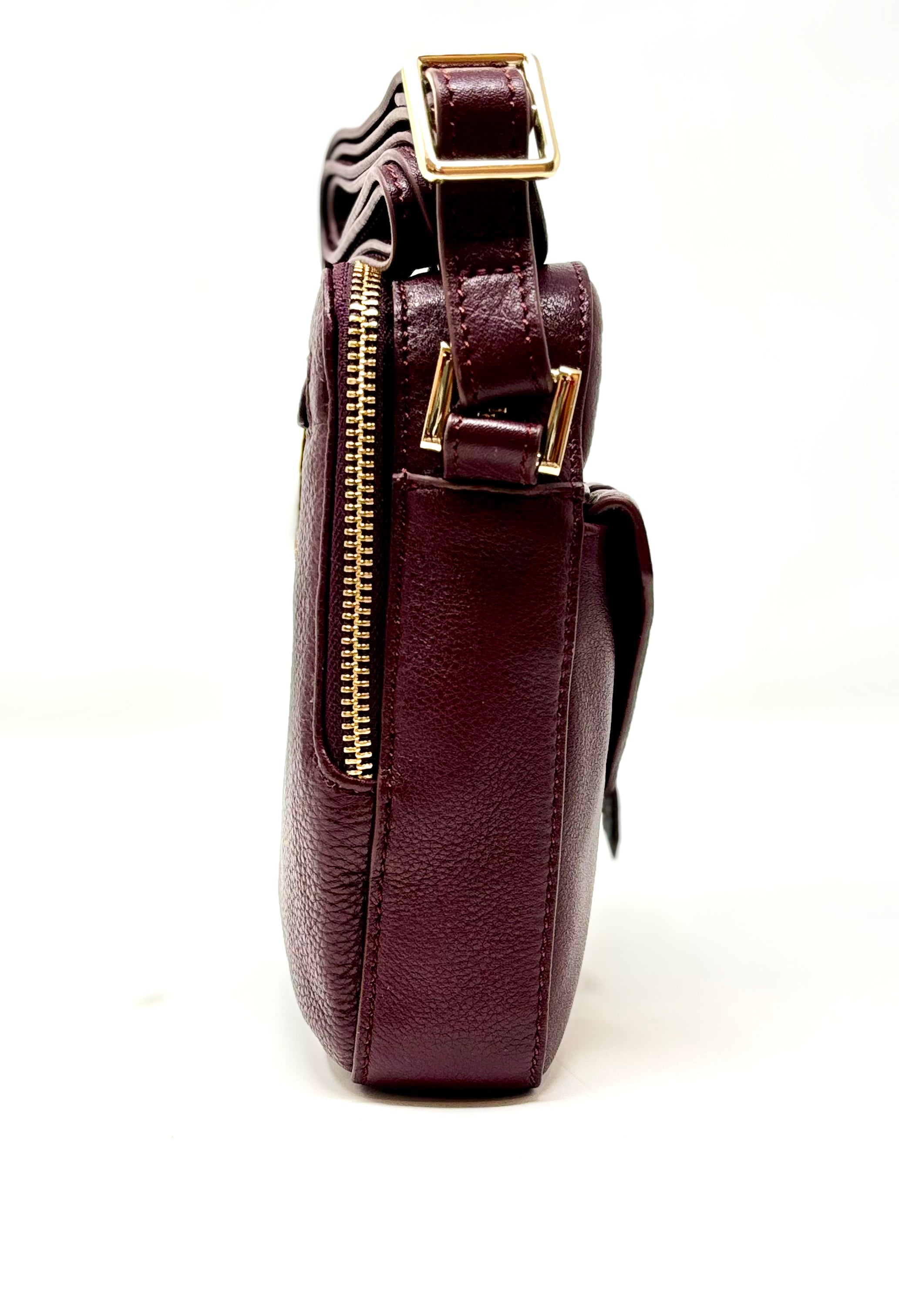 Petit sac en cuir Rouge bordeaux vernis — Nadine - PRÉCOMMANDE