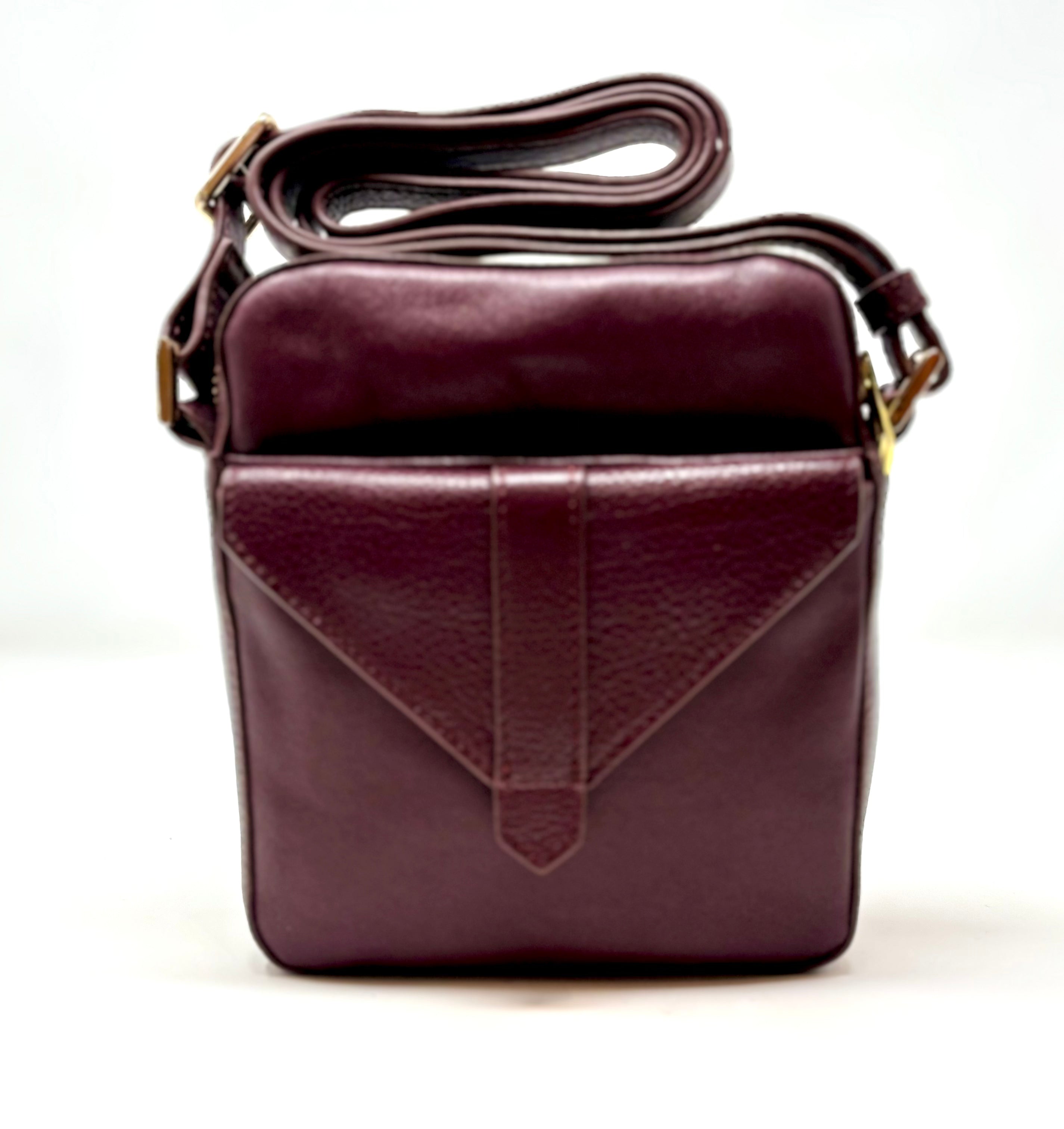 Petit sac en cuir Rouge bordeaux vernis — Nadine - PRÉCOMMANDE
