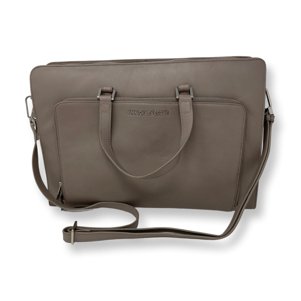 Sac pour Ordinateur Portable en Cuir Taupe | Elizabeth
