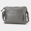 Leather Crossbody Slim Bag with Zippered Pockets & Adjustable Strap