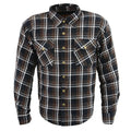 Milwaukee Leather Men's Brown Checkered Armored Flannel Biker Shirt w/ Reinforced Fibers