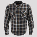 Milwaukee Leather Men's Brown Checkered Armored Flannel Biker Shirt with Reinforced Fibers