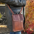 Rugged Earth Leather Organizer Crossbody Bag