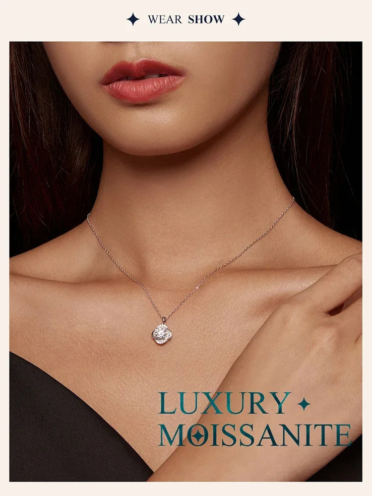 Lucky Clover 1ct Moissanite Sterling Silver Pendant Necklace