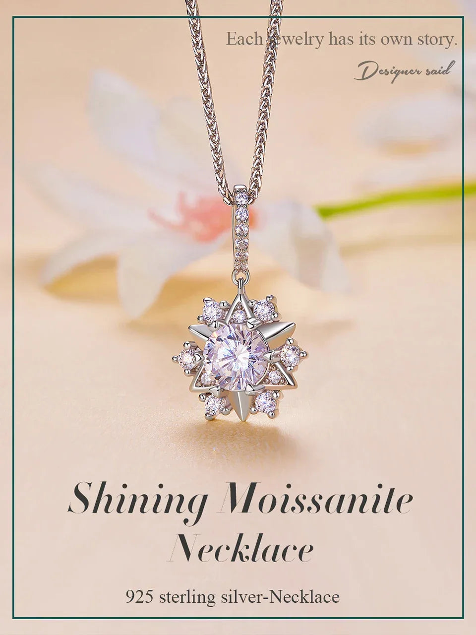 Celestial Sparkle 1ct Moissanite Sterling Silver Star Pendant Necklace