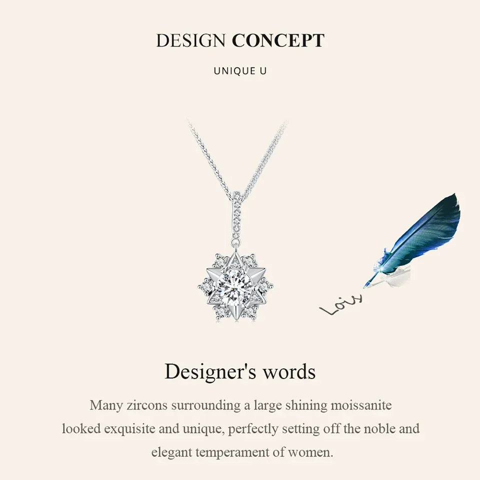 Celestial Sparkle 1ct Moissanite Sterling Silver Star Pendant Necklace