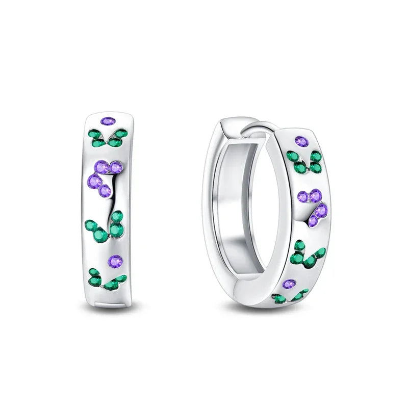 Elegant Gemstone Sterling Silver Hoop Earrings