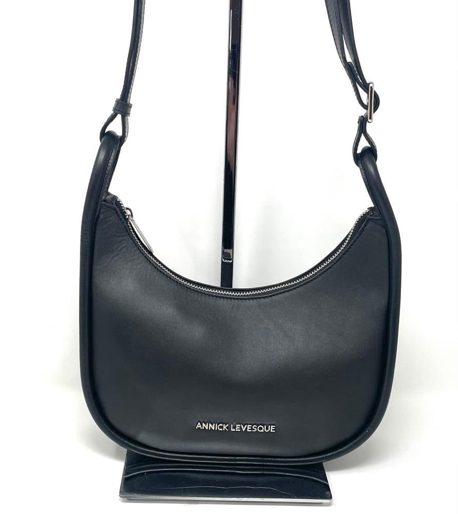 Petit Sac à Bandoulière en Cuir Noir, Sabrina