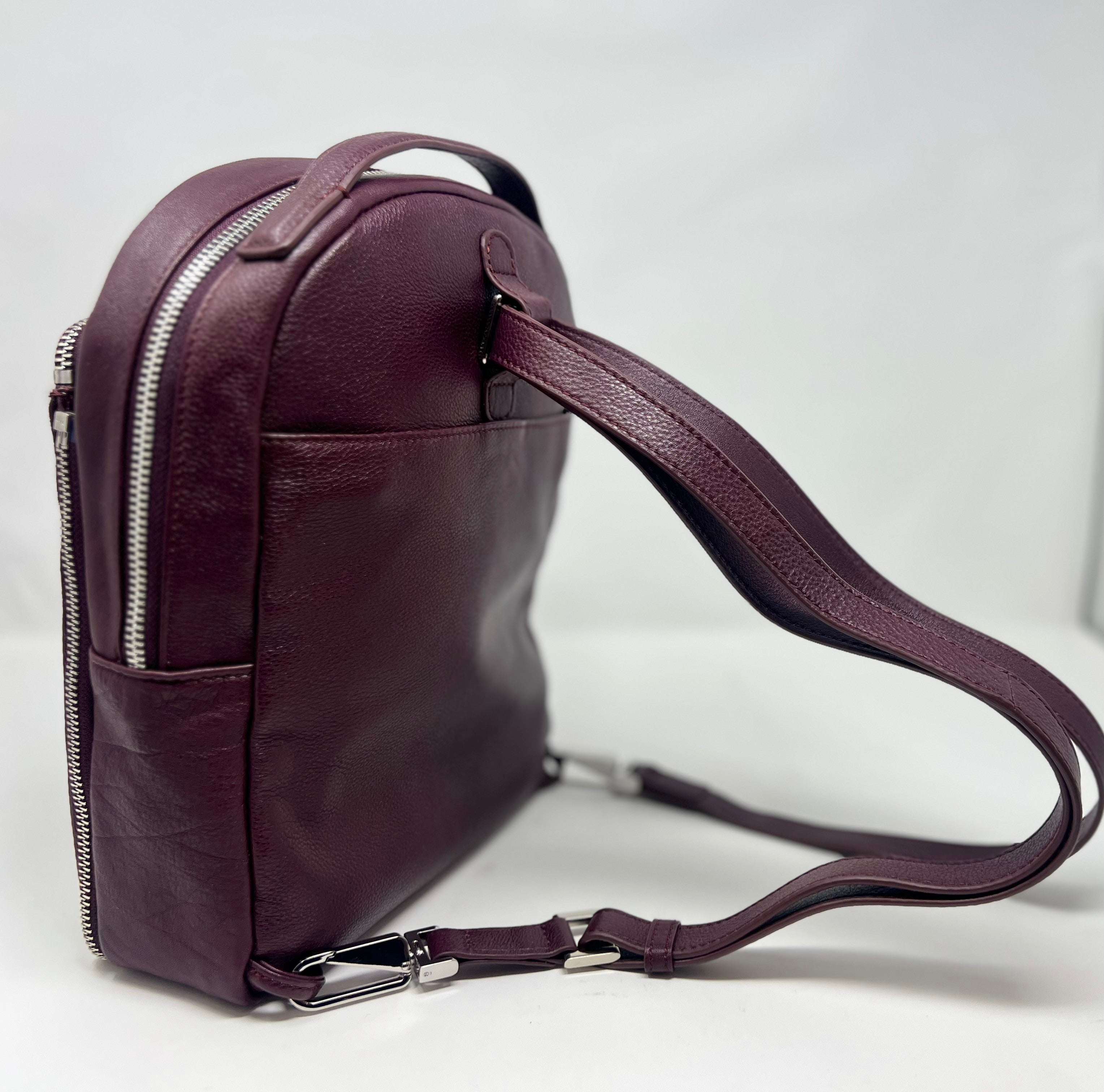 Sac à dos en Cuir Aubergine, Alice