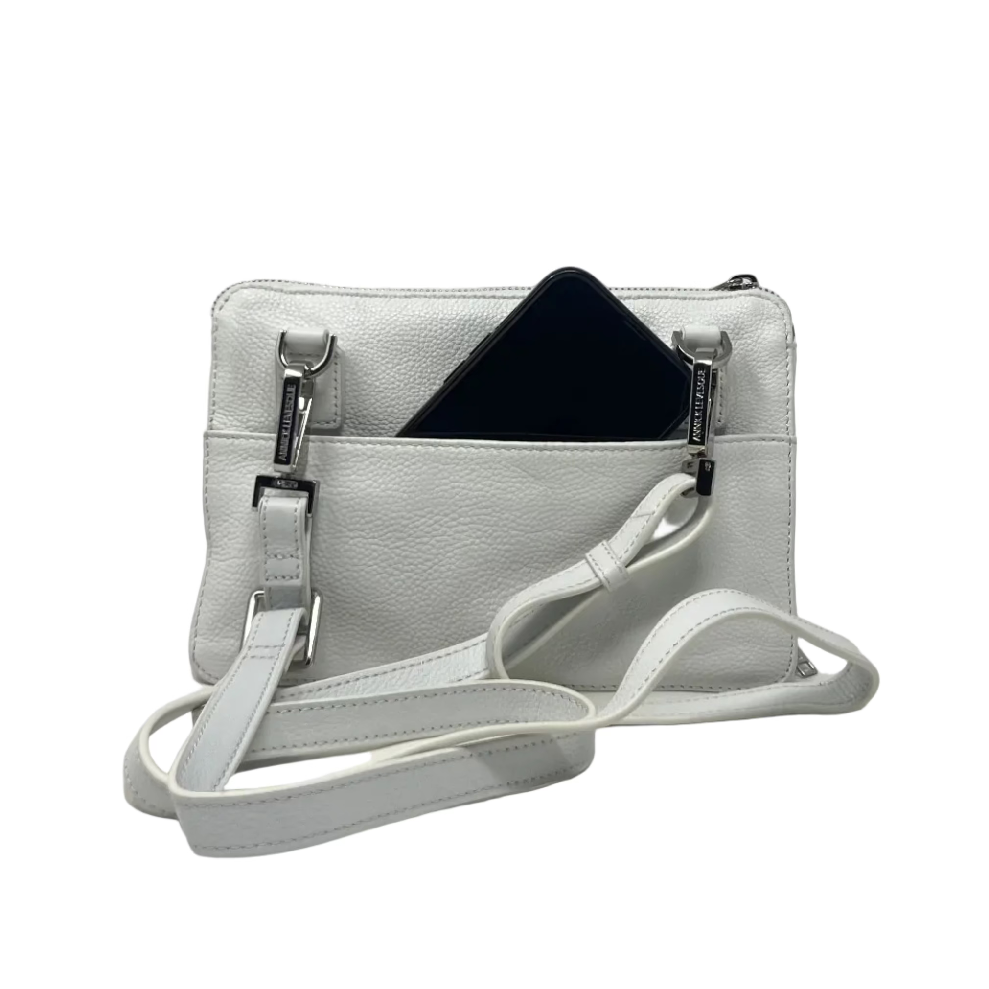 Petit Sac à Main Portefeuille en Cuir Véritable Blanc, Carmen