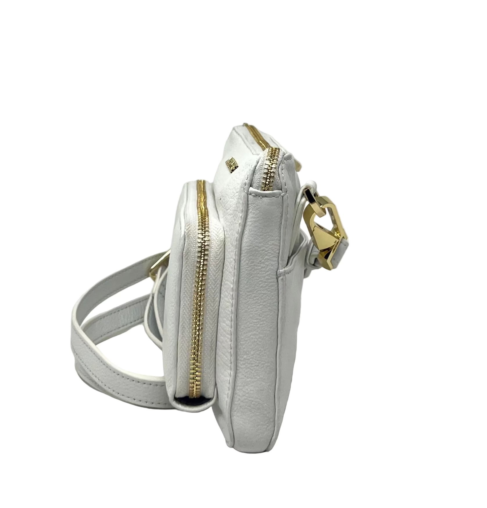 Petit Sac à Main Portefeuille en Cuir Véritable Blanc, Carmen