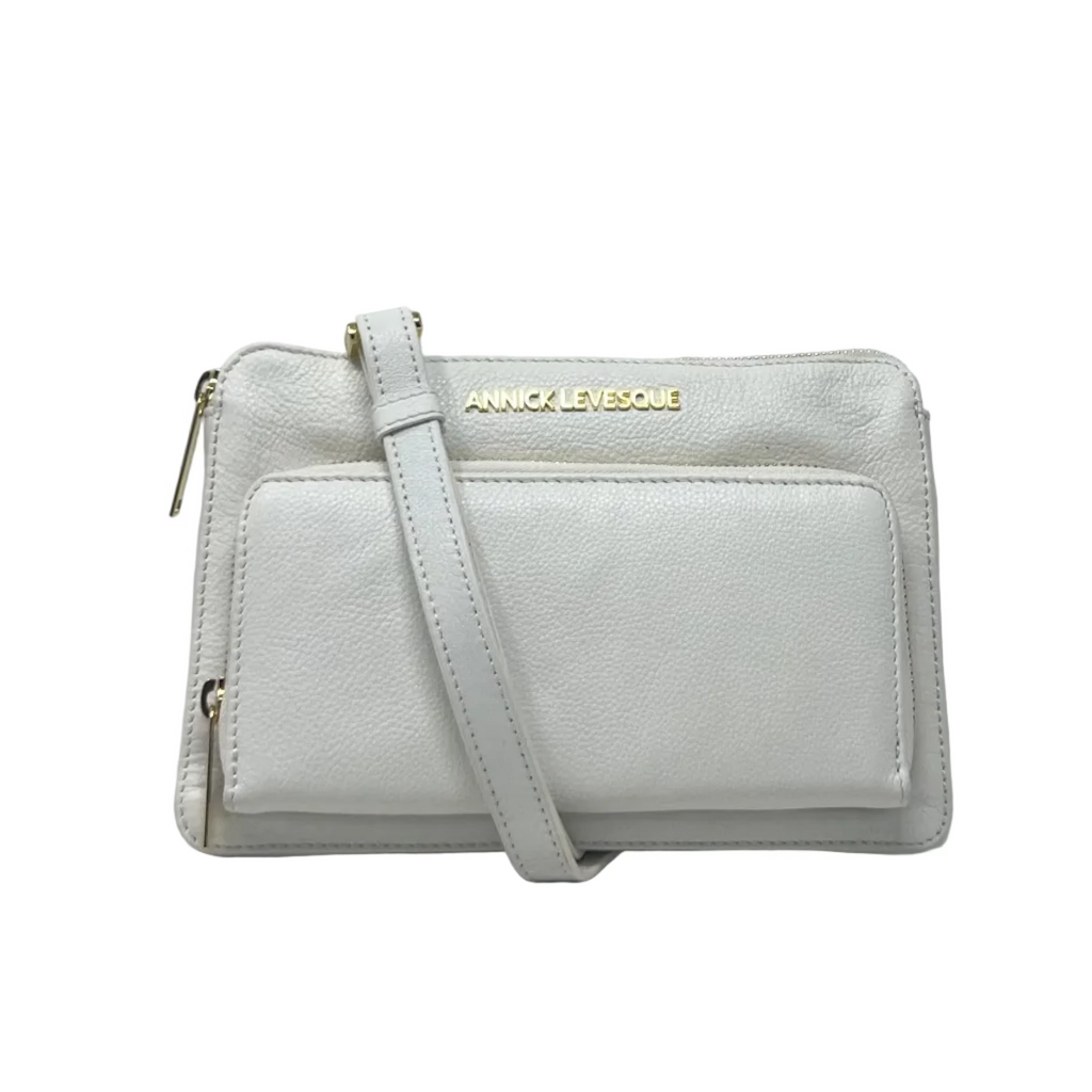 Petit Sac à Main Portefeuille en Cuir Véritable Blanc, Carmen